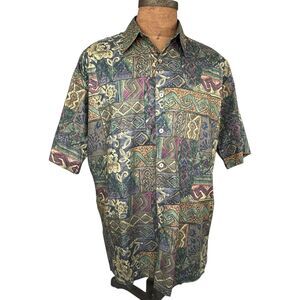 Norm Thompson Tori Richard Hawaiian Shirt Mens L Tropical Cotton Lawn Artsy USA